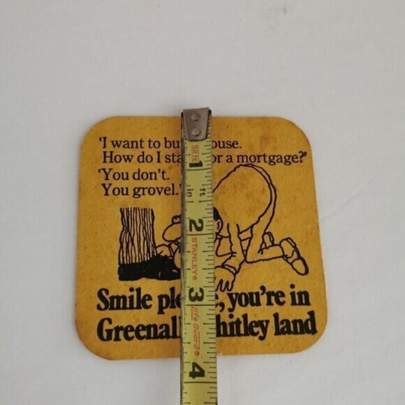 Vintage Greenall Whitley Beer Coaster Jokes Puns Beer Mat 2-Sided Smile Please - Picture 3 of 3